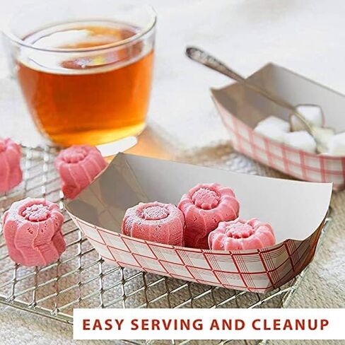 Angel's Peel Lounge Disposable, Recyclable and Fully Biodegradable Red Check Paper Food Tray-Disposable Paper Food Tray for Concession Food and Condiments (4 by 3 inches) (Pack of 100) in Saudi Arabia