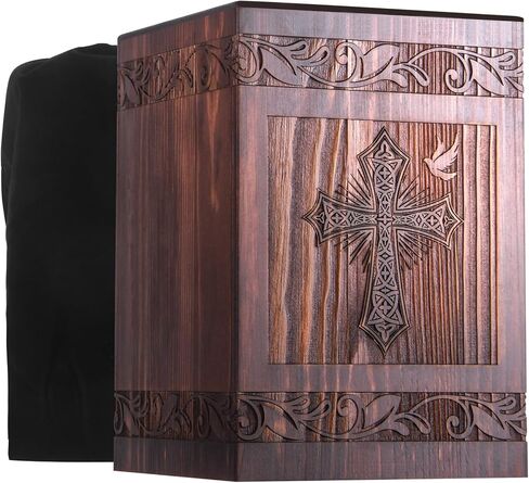 Wooden Urns for Human Ashes Adult Male Female, Cross Cremation Urns for Ashes Adult Men Women, Burial Funeral Memorial Urn Box for Adults Up to 230 IBS (Cross) in Saudi Arabia
