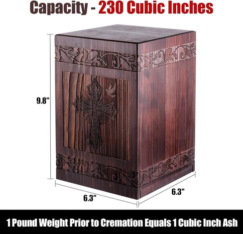 Wooden Urns for Human Ashes Adult Male Female, Cross Cremation Urns for Ashes Adult Men Women, Burial Funeral Memorial Urn Box for Adults Up to 230 IBS (Cross) in Saudi Arabia