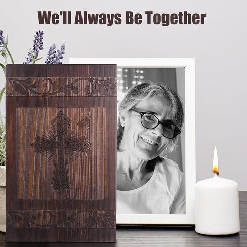 Wooden Urns for Human Ashes Adult Male Female, Cross Cremation Urns for Ashes Adult Men Women, Burial Funeral Memorial Urn Box for Adults Up to 230 IBS (Cross) in Saudi Arabia