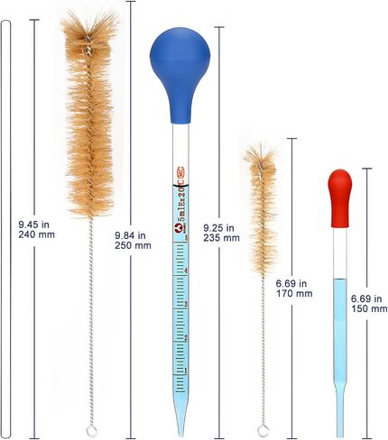 Graduated Cylinder Set, 5 Pcs Borosilicate Glass Measuring Cylinders in 5 ml/10 ml/25 ml/50 ml/100 ml with Pipettes/Stirring Rods/Clean Brushes in Saudi Arabia