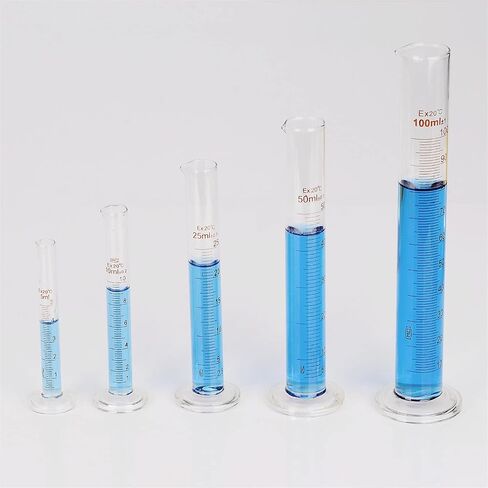 Graduated Cylinder Set, 5 Pcs Borosilicate Glass Measuring Cylinders in 5 ml/10 ml/25 ml/50 ml/100 ml with Pipettes/Stirring Rods/Clean Brushes in Saudi Arabia