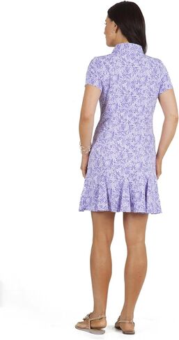 IBKUL Athleisure Wear واقي من الشمس UPF50+ Icefil Cooling مجردة الجلد طباعة قصيرة الأكمام فستان Godet - 69487 in Kuwait