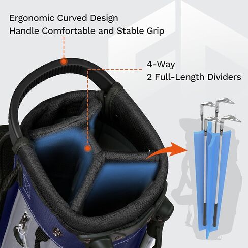 Lightweight Golf Stand Bag, Durable 4-Way Full-Length Dividers with Dual Straps & Stand Golf Carry Bag,Navy in Saudi Arabia