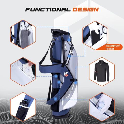 Lightweight Golf Stand Bag, Durable 4-Way Full-Length Dividers with Dual Straps & Stand Golf Carry Bag,Navy in Saudi Arabia