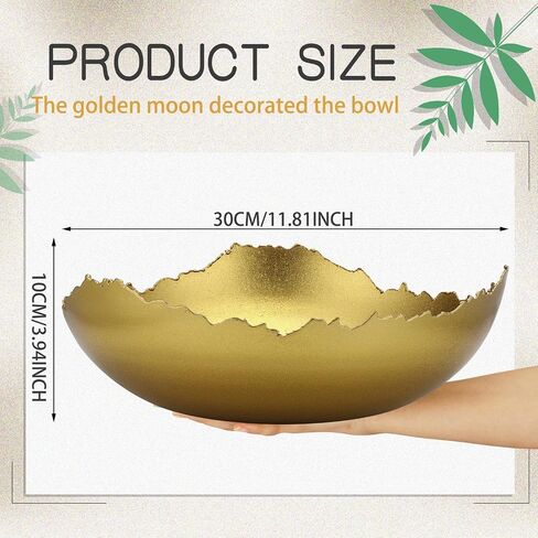 12'' Gold Decoration Bowl for Table Gold Bowl Golden Metal Centerpiece Bowl Asymmetrical Torn Texture Serving Bowl With Sculpted Edges for Antique Decoration Key Candy Fruit Tray Home Decorations in Saudi Arabia