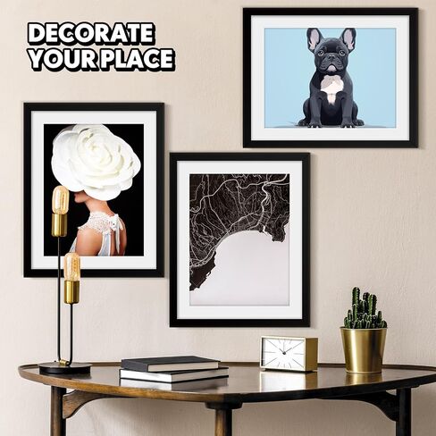 Geetery 8 Pcs Plastic Magazine Frames for Wall Fits 8.5''x11.25'' Magazine Display Frame with Installed Hangers and Core Matting for Home Decoration (Black (Black Mat)) in Saudi Arabia
