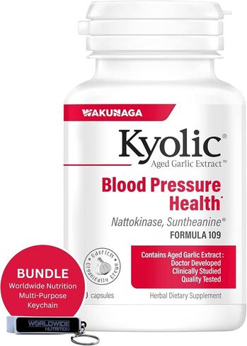 Worldwide Nutrition Bundle Compatible with Kyolic Aged Garlic Extract Formula 109 Capsules - Odorless 80 Capsules with Multi-Purpose Key Chain in Saudi Arabia