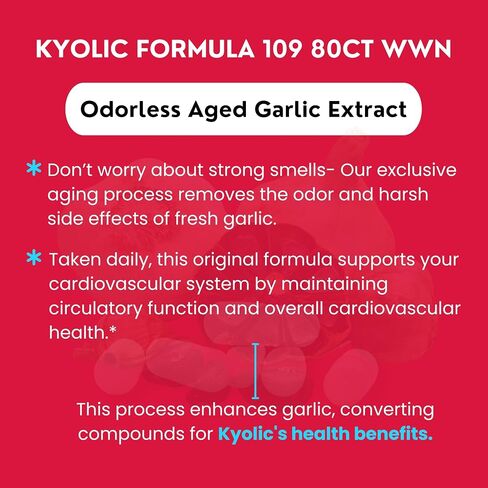 Worldwide Nutrition Bundle Compatible with Kyolic Aged Garlic Extract Formula 109 Capsules - Odorless 80 Capsules with Multi-Purpose Key Chain in Saudi Arabia