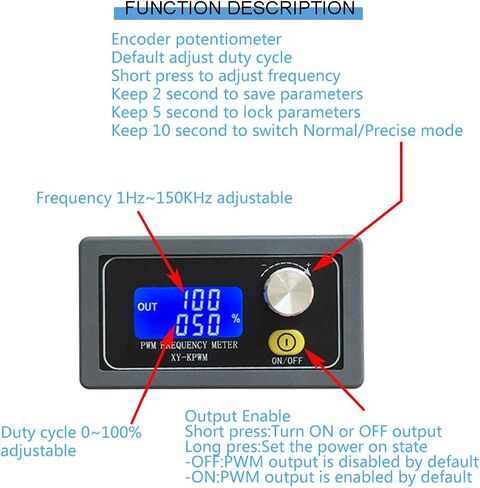 وحدة مولد إشارة PWM 1-قناة 1 هرتز-150 كيلو هرتز PWM تردد النبض دورة العمل وحدة قابلة للتعديل شاشة LCD مع كابل أحمر وأسود in Saudi Arabia