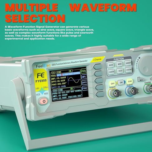 FY6900 DDS Signal Generator, 60MHz Frequency Meter Counter, 250MSa/s Double Channel Function Generator, Arbitrary Waveform, High Precision, LCD Display with Graphics in Saudi Arabia