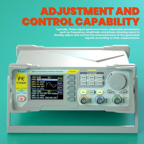 FY6900 DDS Signal Generator, 60MHz Frequency Meter Counter, 250MSa/s Double Channel Function Generator, Arbitrary Waveform, High Precision, LCD Display with Graphics in Saudi Arabia