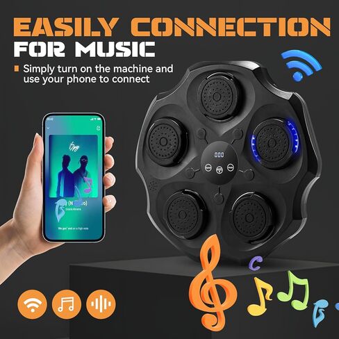 آلة ملاكمة موسيقية مطورة من Newhai مع شاشة عرض LED وتأثيرات صوتية للملاكمة قابلة للتعديل، آلة ملاكمة لايت بوكسر مثبتة على الحائط للأطفال والكبار مع قفازات ملاكمة in Kuwait