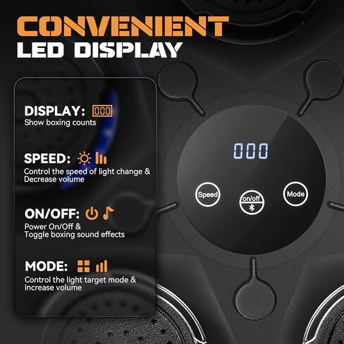 آلة ملاكمة موسيقية مطورة من Newhai مع شاشة عرض LED وتأثيرات صوتية للملاكمة قابلة للتعديل، آلة ملاكمة لايت بوكسر مثبتة على الحائط للأطفال والكبار مع قفازات ملاكمة in Kuwait