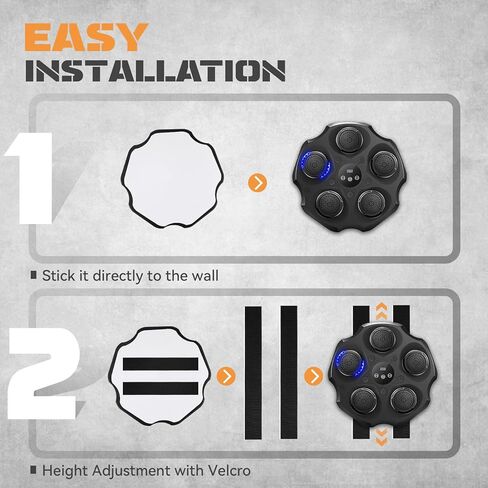 آلة ملاكمة موسيقية مطورة من Newhai مع شاشة عرض LED وتأثيرات صوتية للملاكمة قابلة للتعديل، آلة ملاكمة لايت بوكسر مثبتة على الحائط للأطفال والكبار مع قفازات ملاكمة in Kuwait