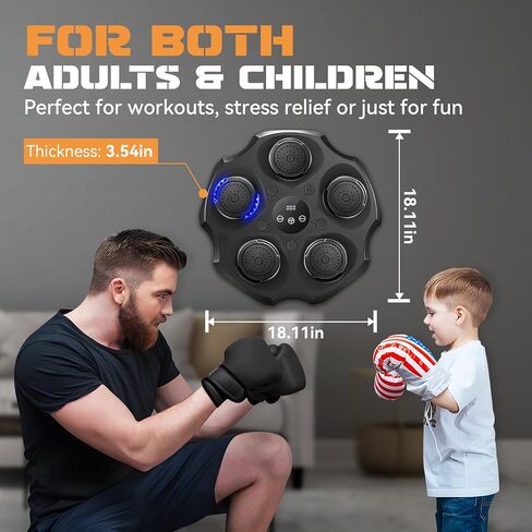 آلة ملاكمة موسيقية مطورة من Newhai مع شاشة عرض LED وتأثيرات صوتية للملاكمة قابلة للتعديل، آلة ملاكمة لايت بوكسر مثبتة على الحائط للأطفال والكبار مع قفازات ملاكمة in Kuwait