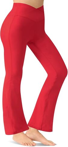 Women's Flare Yoga Pants - Crossover High Waisted Bootcut Leggings Bell Bottom Jazz Dress Pants Workout Gym Leggings in Saudi Arabia
