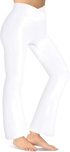 Women's Flare Yoga Pants - Crossover High Waisted Bootcut Leggings Bell Bottom Jazz Dress Pants Workout Gym Leggings in Saudi Arabia