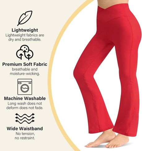 Women's Flare Yoga Pants - Crossover High Waisted Bootcut Leggings Bell Bottom Jazz Dress Pants Workout Gym Leggings in Saudi Arabia