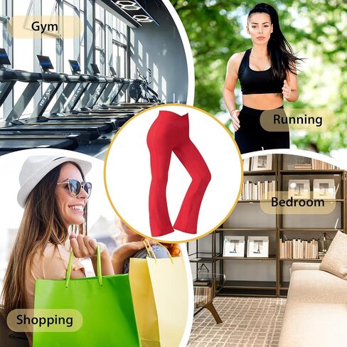 Women's Flare Yoga Pants - Crossover High Waisted Bootcut Leggings Bell Bottom Jazz Dress Pants Workout Gym Leggings in Saudi Arabia