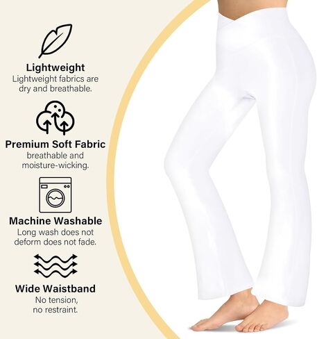 Women's Flare Yoga Pants - Crossover High Waisted Bootcut Leggings Bell Bottom Jazz Dress Pants Workout Gym Leggings in Saudi Arabia