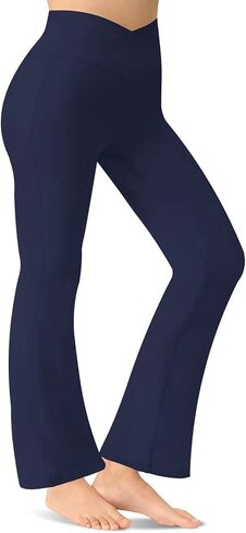 Women's Flare Yoga Pants - Crossover High Waisted Bootcut Leggings Bell Bottom Jazz Dress Pants Workout Gym Leggings in Saudi Arabia