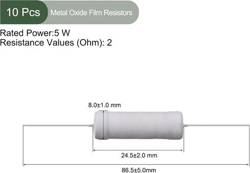 YOKIVE 10 Pcs Metal Oxide Film Resistors, Axis Lead Resistor, Keep Normal Circuit Operation, Great for Electric Power Equipment (Grey, 5W, 2 Ohm) in Saudi Arabia