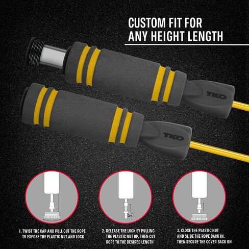 TKO Weighted Jump Rope for Adult Fitness | 2-0.5 lb Removable Weights | 9 FT Long for Cardio Exercise Workouts, Non-Slip Handles in Saudi Arabia