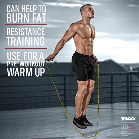 TKO Weighted Jump Rope for Adult Fitness | 2-0.5 lb Removable Weights | 9 FT Long for Cardio Exercise Workouts, Non-Slip Handles in Saudi Arabia