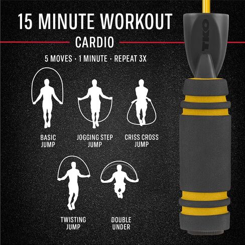 TKO Weighted Jump Rope for Adult Fitness | 2-0.5 lb Removable Weights | 9 FT Long for Cardio Exercise Workouts, Non-Slip Handles in Saudi Arabia