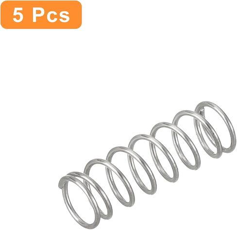 uxcell 5 قطع زنبرك ضغط، قطر السلك 0.02 بوصة، OD 0.2 بوصة، طول حر 0.59 بوصة 304 زنبرك ميكانيكي مضغوط من لفائف الفولاذ المقاوم للصدأ، فضي in Saudi Arabia