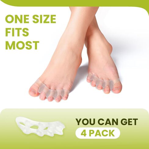 4 Pair Toe Separator,Bunion Corrector for Women Men Toe Spacers to Correct Bunions Toe Straightener Toe Stretcher Big Toe Correctors Gel Toe Separators (Transparent color+S) in Saudi Arabia
