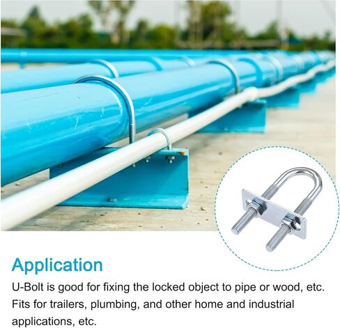 U Bolts 4 Sets (M8x25x90mm), Round U Bolt Steel with Nut and Plate - for Construction, Pipe in Saudi Arabia