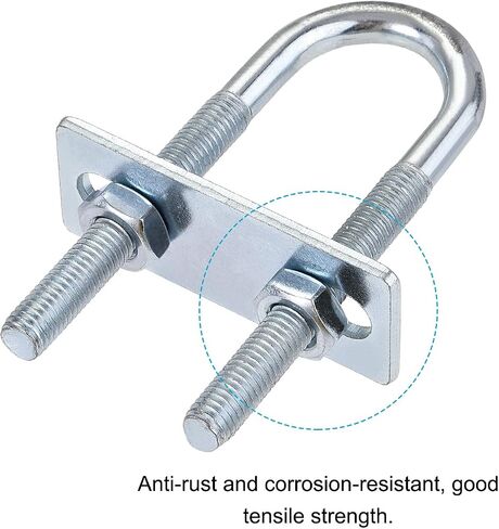 U Bolts 4 Sets (M8x25x90mm), Round U Bolt Steel with Nut and Plate - for Construction, Pipe in Saudi Arabia
