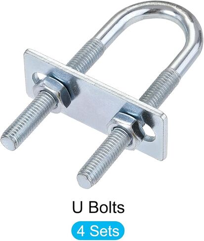 U Bolts 4 Sets (M8x25x90mm), Round U Bolt Steel with Nut and Plate - for Construction, Pipe in Saudi Arabia