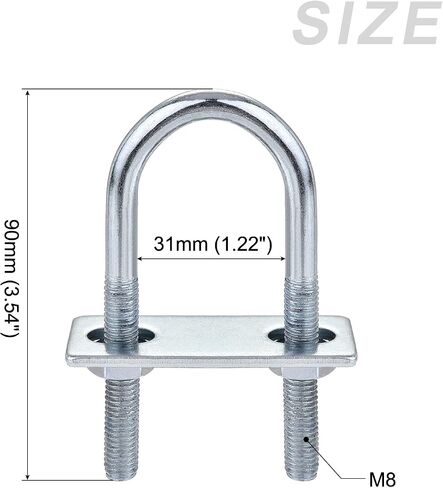 U Bolts 4 Sets (M8x25x90mm), Round U Bolt Steel with Nut and Plate - for Construction, Pipe in Saudi Arabia