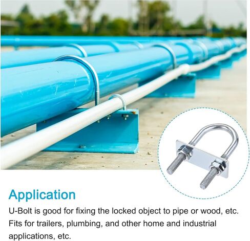 U Bolts 4 Sets (M8x25x90mm), Round U Bolt Steel with Nut and Plate - for Construction, Pipe in Saudi Arabia