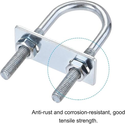 U Bolts 4 Sets (M8x25x90mm), Round U Bolt Steel with Nut and Plate - for Construction, Pipe in Saudi Arabia
