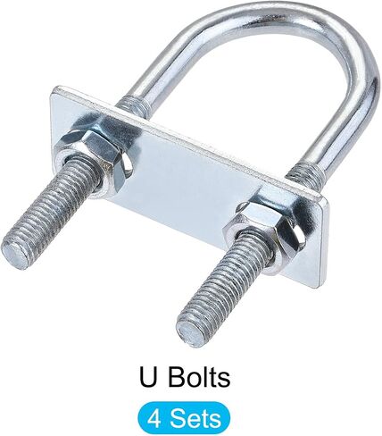 U Bolts 4 Sets (M8x25x90mm), Round U Bolt Steel with Nut and Plate - for Construction, Pipe in Saudi Arabia
