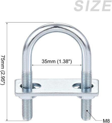 U Bolts 4 Sets (M8x25x90mm), Round U Bolt Steel with Nut and Plate - for Construction, Pipe in Saudi Arabia