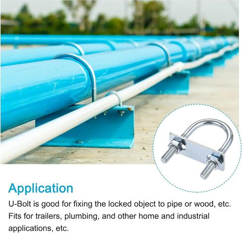 U Bolts 4 Sets (M8x25x90mm), Round U Bolt Steel with Nut and Plate - for Construction, Pipe in Saudi Arabia