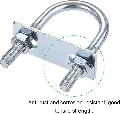 U Bolts 4 Sets (M8x25x90mm), Round U Bolt Steel with Nut and Plate - for Construction, Pipe in Saudi Arabia