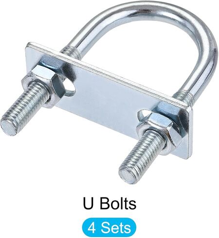 U Bolts 4 Sets (M8x25x90mm), Round U Bolt Steel with Nut and Plate - for Construction, Pipe in Saudi Arabia