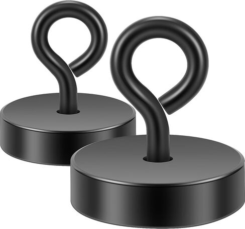 Neosmuk Magnetic Hooks,100lb Heavy Duty Earth Magnets with Hook for Refrigerator, Extra Strong Cruise Hook for Hanging, Magnetic Hanger for Cabins, Grill(Black，2 Pack) in Saudi Arabia