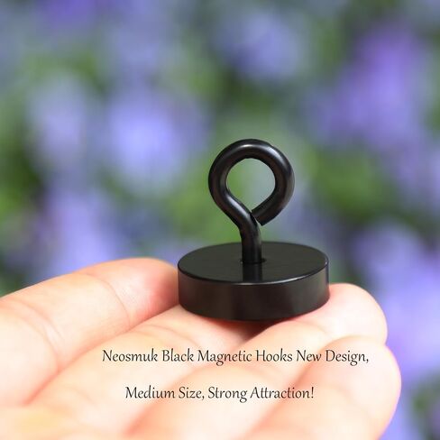 Neosmuk Magnetic Hooks,100lb Heavy Duty Earth Magnets with Hook for Refrigerator, Extra Strong Cruise Hook for Hanging, Magnetic Hanger for Cabins, Grill(Black，2 Pack) in Saudi Arabia