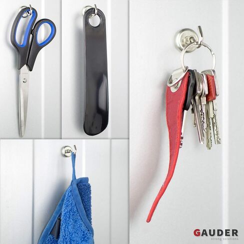 GAUDER Magnetic Hooks | Neodymium Hooks for Fridges and Whiteboards | Silver Magnets for Hanging (6 pcs) in Saudi Arabia
