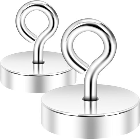 Neosmuk Magnetic Hooks,100lb Heavy Duty Earth Magnets with Hook for Refrigerator, Extra Strong Cruise Hook for Hanging, Magnetic Hanger for Cabins, Grill(Black，2 Pack) in Saudi Arabia