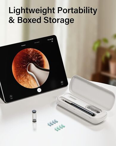 أداة إزالة شمع الأذن، منظف الأذن من بيبيرد مع كاميرا أذن 1080 بكسل، طقم تنظيف الأذن مع 8 قطع من مجارف الأذن المصنوعة من السيليكون الناعم، مزيل شمع الأذن مع ضوء، صندوق تخزين، منظف الأذن لأجهزة iPhone وiPad وAndroid in Kuwait