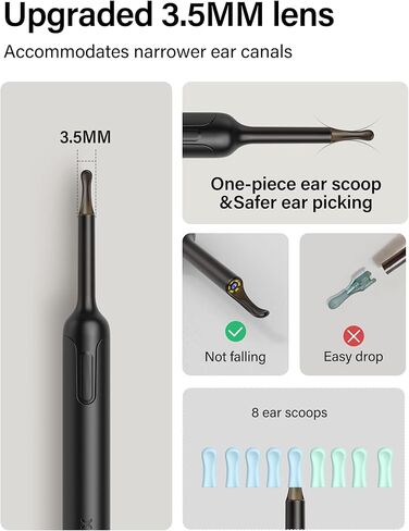 أداة إزالة شمع الأذن، منظف الأذن من بيبيرد مع كاميرا أذن 1080 بكسل، طقم تنظيف الأذن مع 8 قطع من مجارف الأذن المصنوعة من السيليكون الناعم، مزيل شمع الأذن مع ضوء، صندوق تخزين، منظف الأذن لأجهزة iPhone وiPad وAndroid in Kuwait