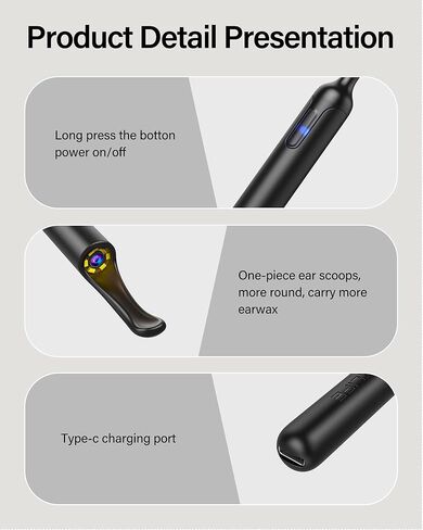 أداة إزالة شمع الأذن، منظف الأذن من بيبيرد مع كاميرا أذن 1080 بكسل، طقم تنظيف الأذن مع 8 قطع من مجارف الأذن المصنوعة من السيليكون الناعم، مزيل شمع الأذن مع ضوء، صندوق تخزين، منظف الأذن لأجهزة iPhone وiPad وAndroid in Kuwait